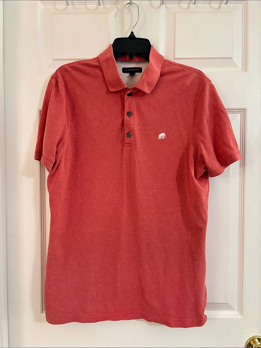 Banana Republic Men's Pique Polo Shirt with Elephant Logo Red Large